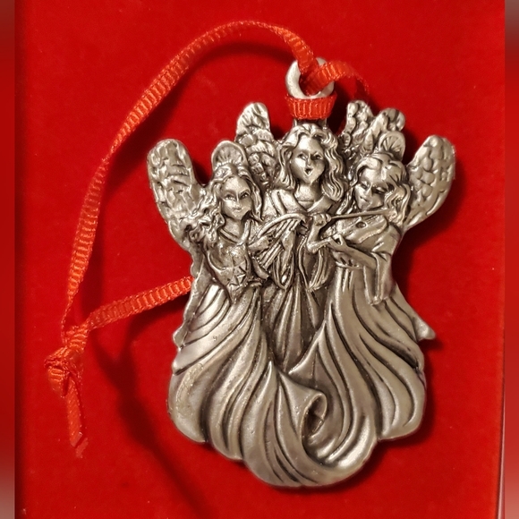 Wallace‎ Silversmiths Vintage 3 Angels Pewter mini ornament NIB - Picture 3 of 5